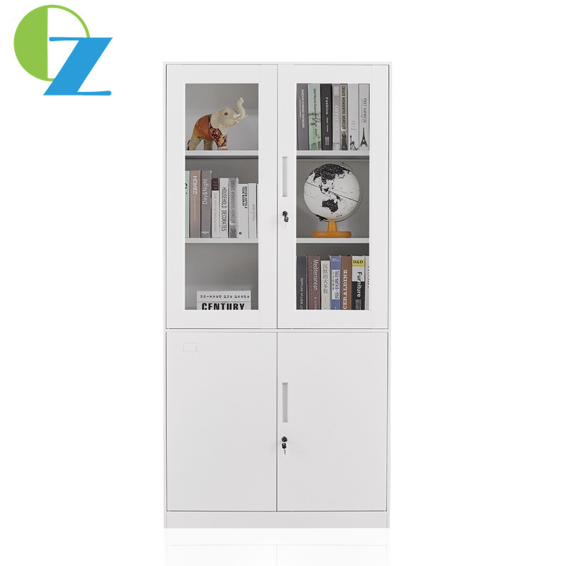 Filing Metal Storage Cupboard 12mm Slim Edge 2 Glass Door For Office
