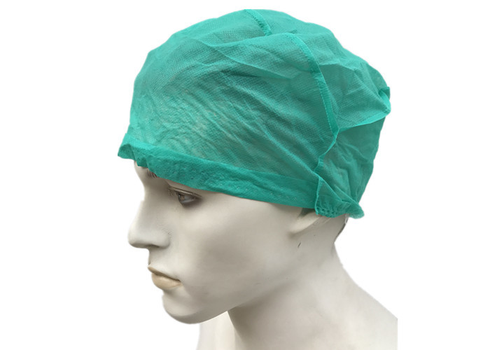 Blue Green Disposable Operating Room Hats , Surgical Doctor Head Cap With Tie