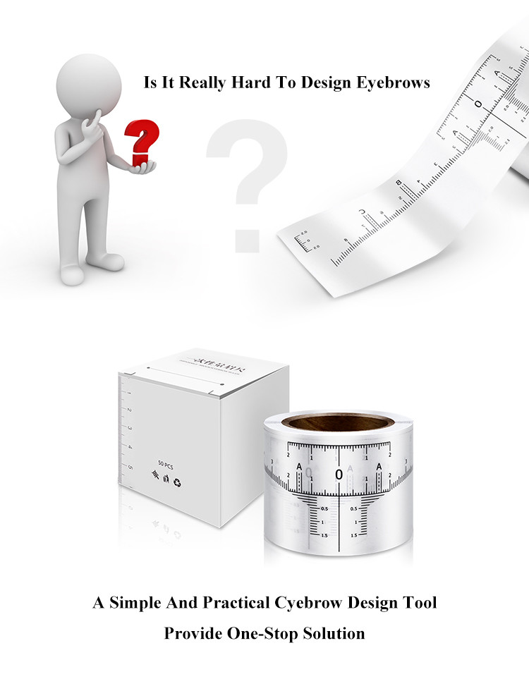 White Green Skin - Friendly Microblading Ruler Stickers For Eyebrow Shaping