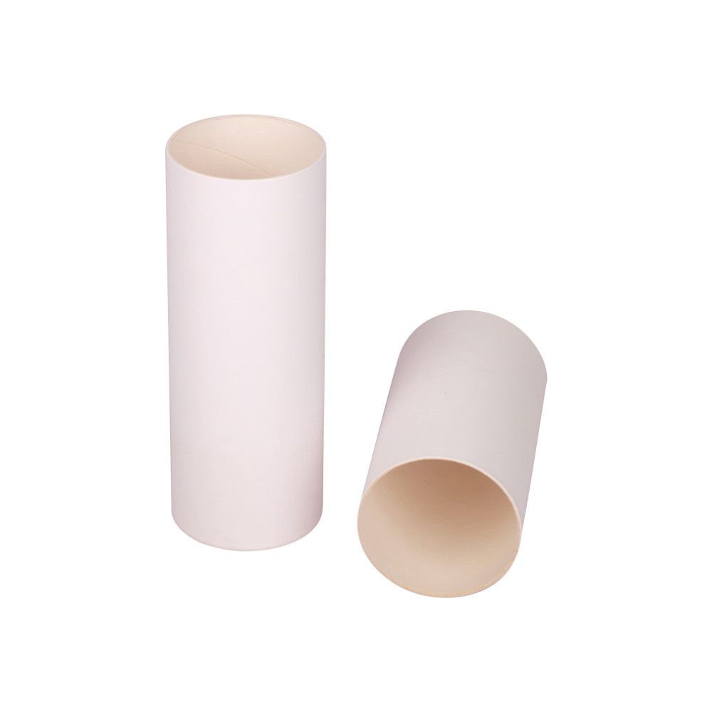 Sturdy Round White Paper Tube Perfume Packaging Cylinder Glossy Lamination