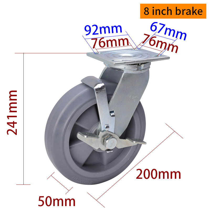 Grey Heavy Duty Casters 8 Inch Industrial Castor Wheels 200mm 738-56