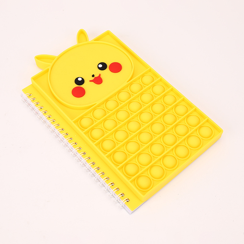 Popular A5 Cute Animal Pattern Silicone Colorful Sensory Push Bubble Fidget Pop Notebook For Children