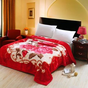 Customized Pattern Luxury 100% Polyester Raschel Mink Blanket with Microfiber