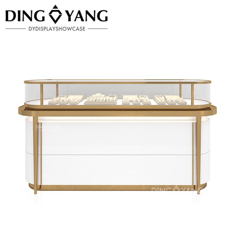 Round Wood Glass Showcase For Jewelry, High End Jewelry Showcase Customization Factory Exquisite Quality And Good Price