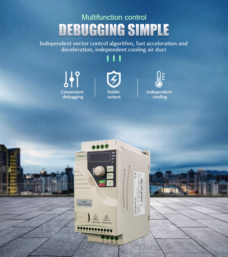 IP20 1.5KW Single Phase Frequency Inverter , VFD For 2HP Single Phase Motor