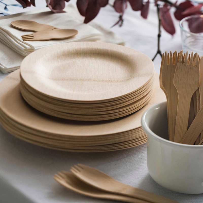 Disposable Square Bamboo Plate Food Decoration Party Plate