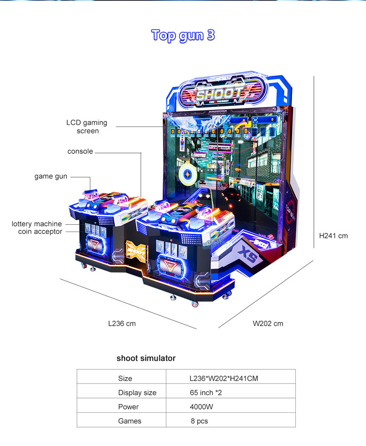 Game Center Gun Shooting Game Machine Coin Operated Video Simulator Arcade Machine