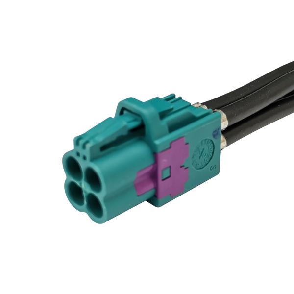 Brass Car Mini FAKRA Coaxial Cable 4 Pin Z Code 4 In 1 50 Ohm