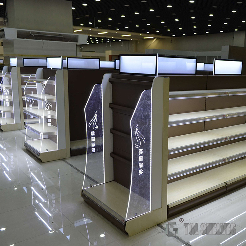 Economic Rolling Gondola Display Shelving TGL Cold Rolled Steel Material