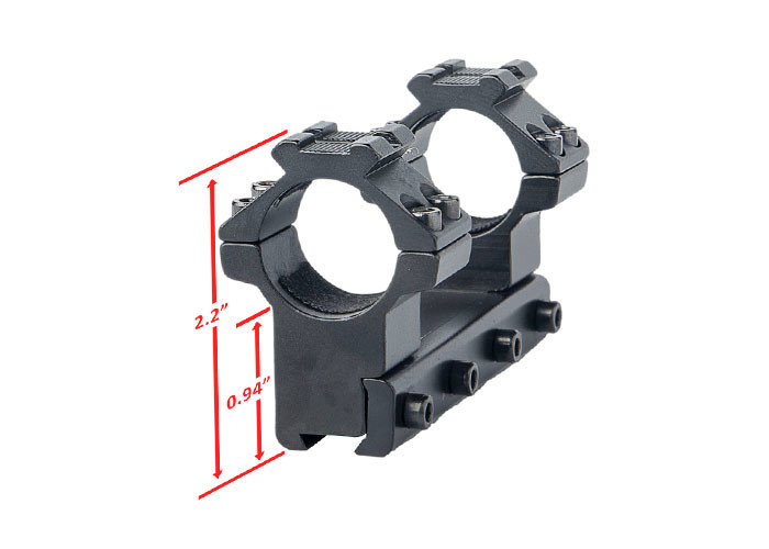 High Strength Material Picatinny Rail Rings , 30mm Low Rings With Top Rail