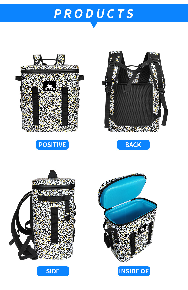 TPU Waterproof Picnic Cooler Bag , Leopard Camouflage Insulated Cooler Backpack 20L