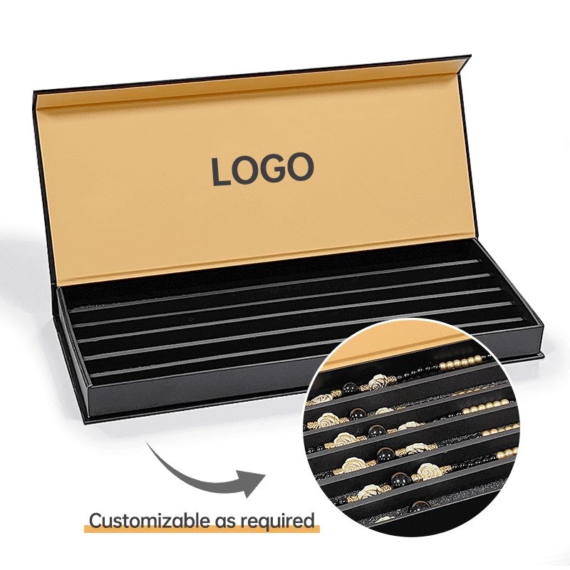 Black Custom Logo Luxury Gift Packaging Magnetic Box with Paperboard Liner