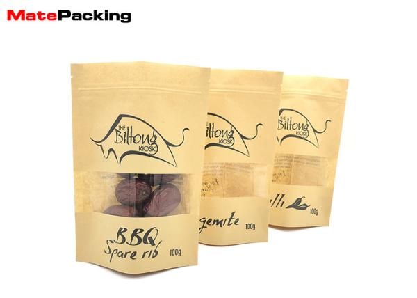 Resealable Kraft Paper Food Bags Stand Up Zipper Plastic Snack Packaging With