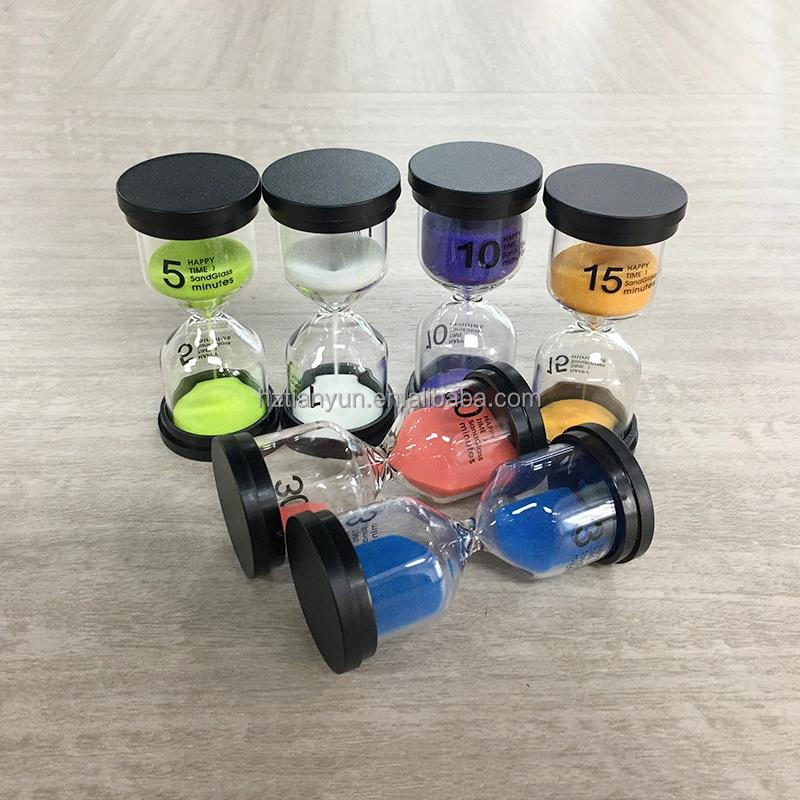 Hot sell plastic sand timer hourglass 30 seconds, 1min, 5 min, 10min, 15min, 30 min
