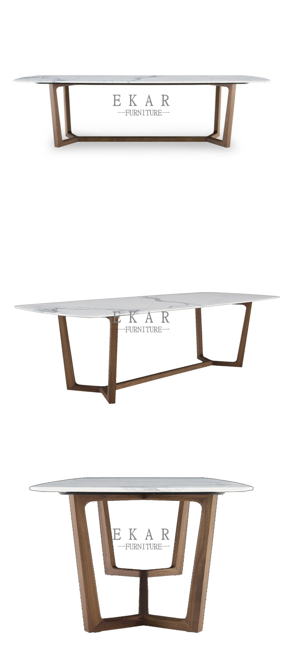 Modern Style Set Rectangle Marble Dining Table
