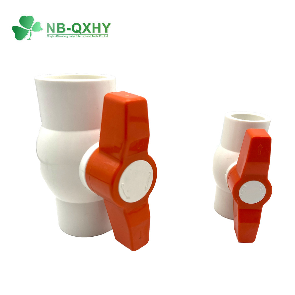 Customized UPVC/PVC Compact Socket Ball Valve with Red Orange Handle
