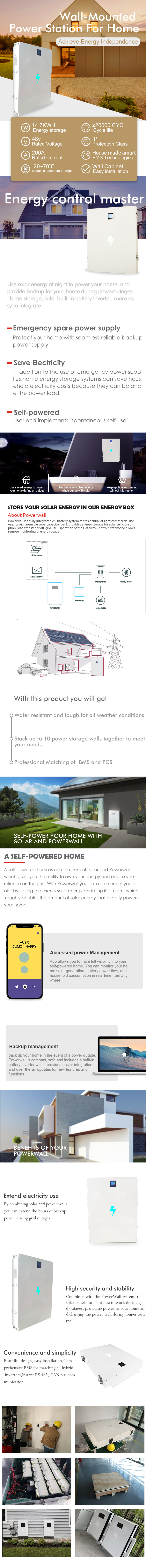Durable BMS Solar Battery Wall , Household Powerwall Off Grid