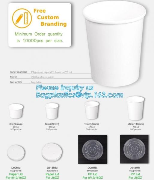 Disposable Hot Soup Bowls, Kraft Paper Soup Cup, 16oz Custom Logo Printed Disposable Kraft Paper Soup Cup