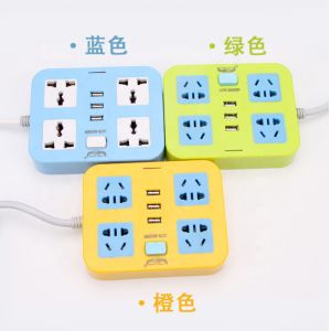 China Colorful Extension Socket with 3 USB 10A power extension socket on sale