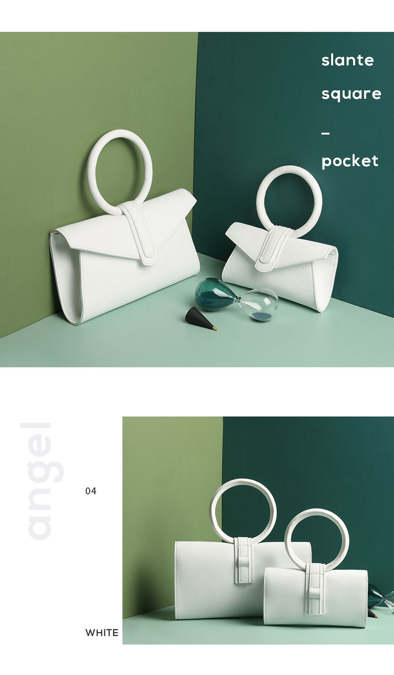 Genuine Leather Handbags with Shoulder Strap Ring Handle Envelope Bag