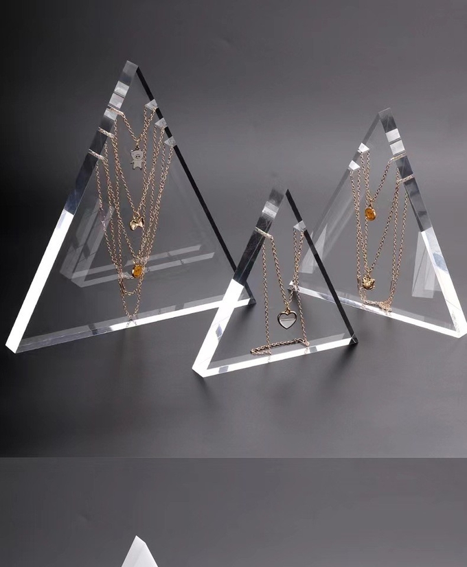 Modern Design Triangle Acrylic Necklace Display Stand Holder For Jewelry Shop