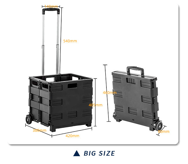 Hand Carts Foldable Supermarket Trolley With Plastic PVC Wheel