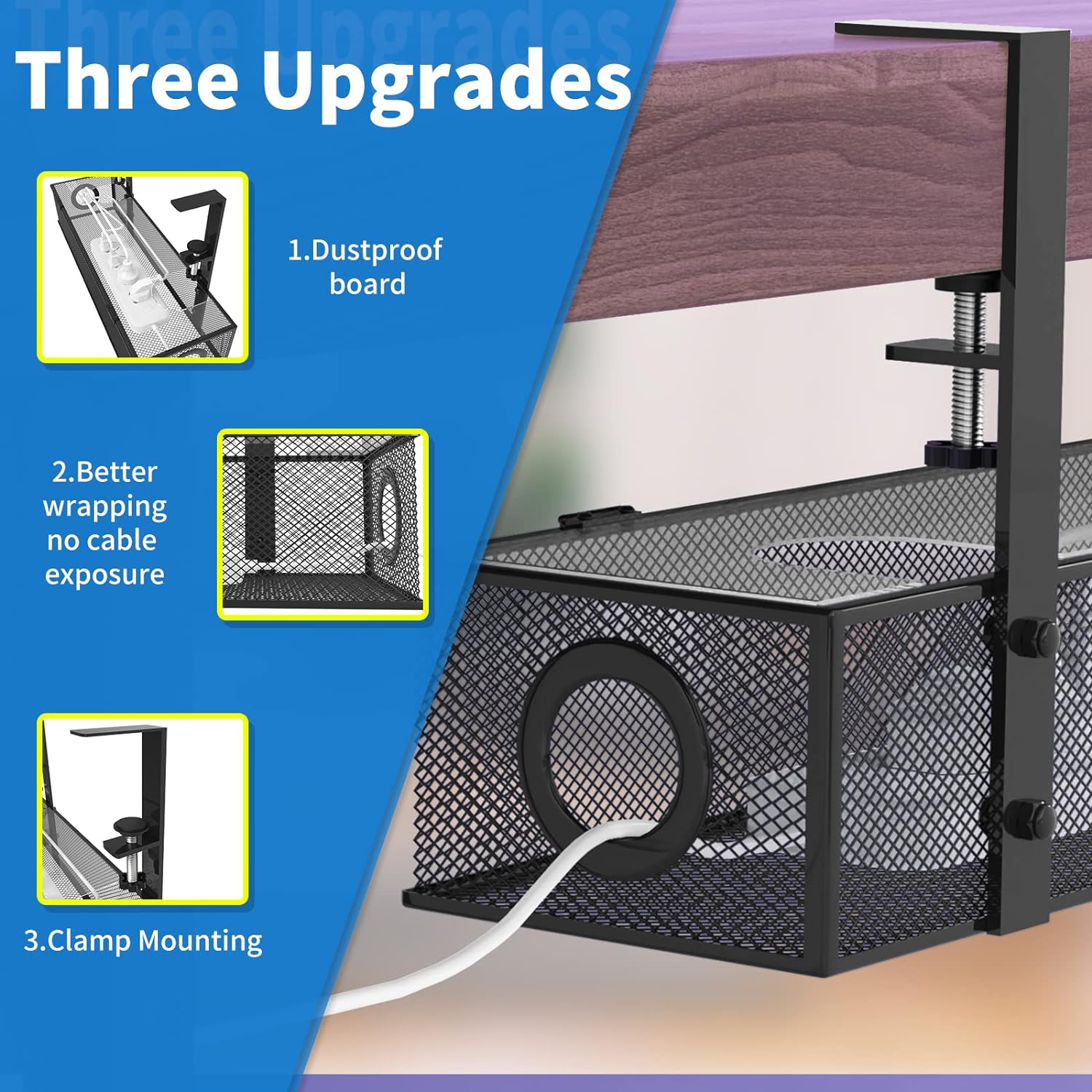 Under Table Cord Management Organizer Sustainable Installation Type Wall Mounted Type