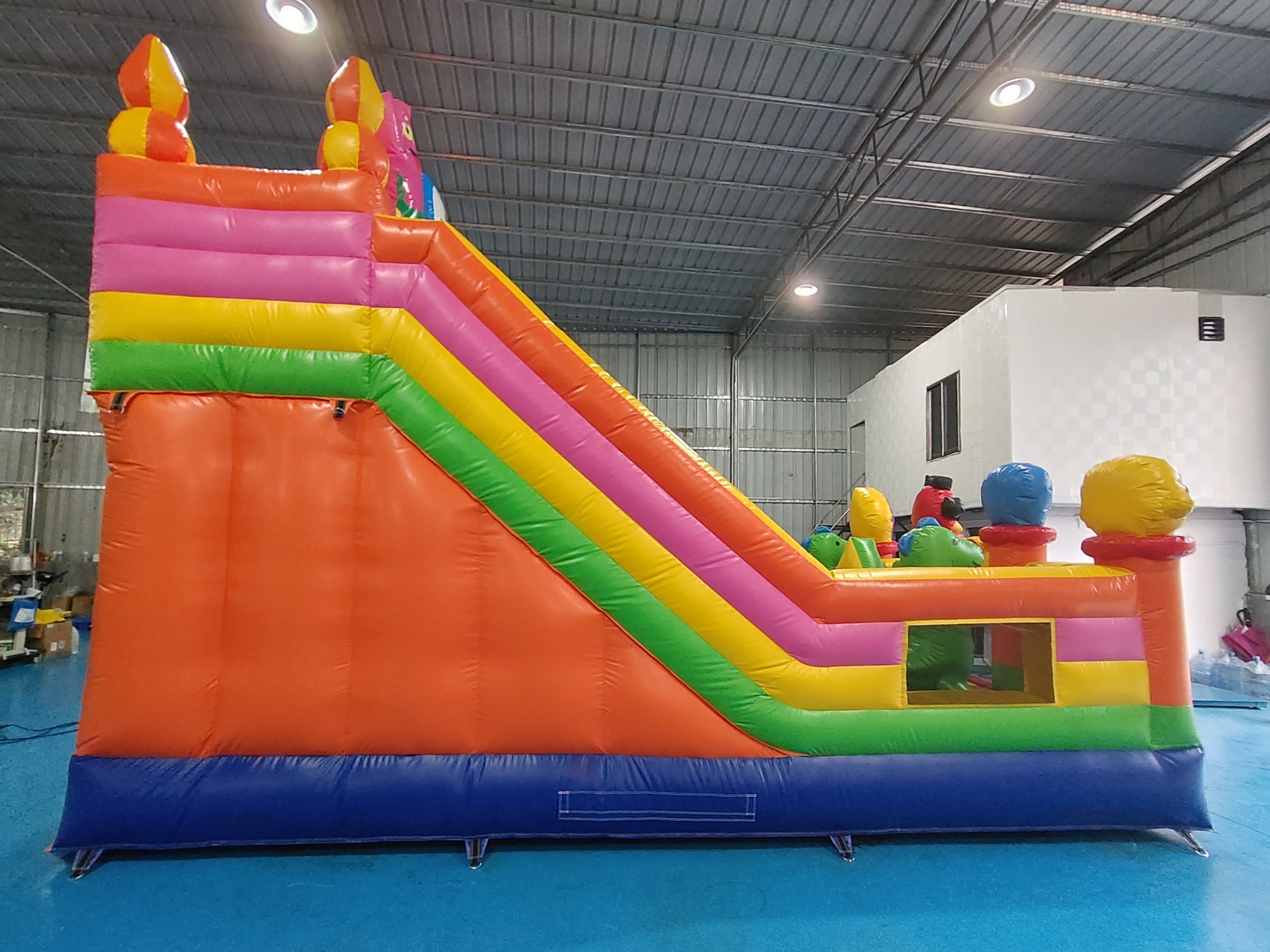 Commercial Digital Printing Inflatable Dry Slide Double Slides Catoon Figures For Outdoor For Kids