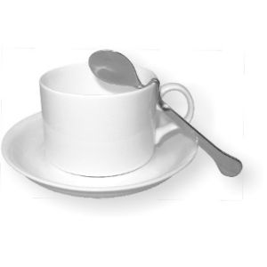 China White Ceramic Hotel Coffee Cups Complete With Saucer One Set on sale