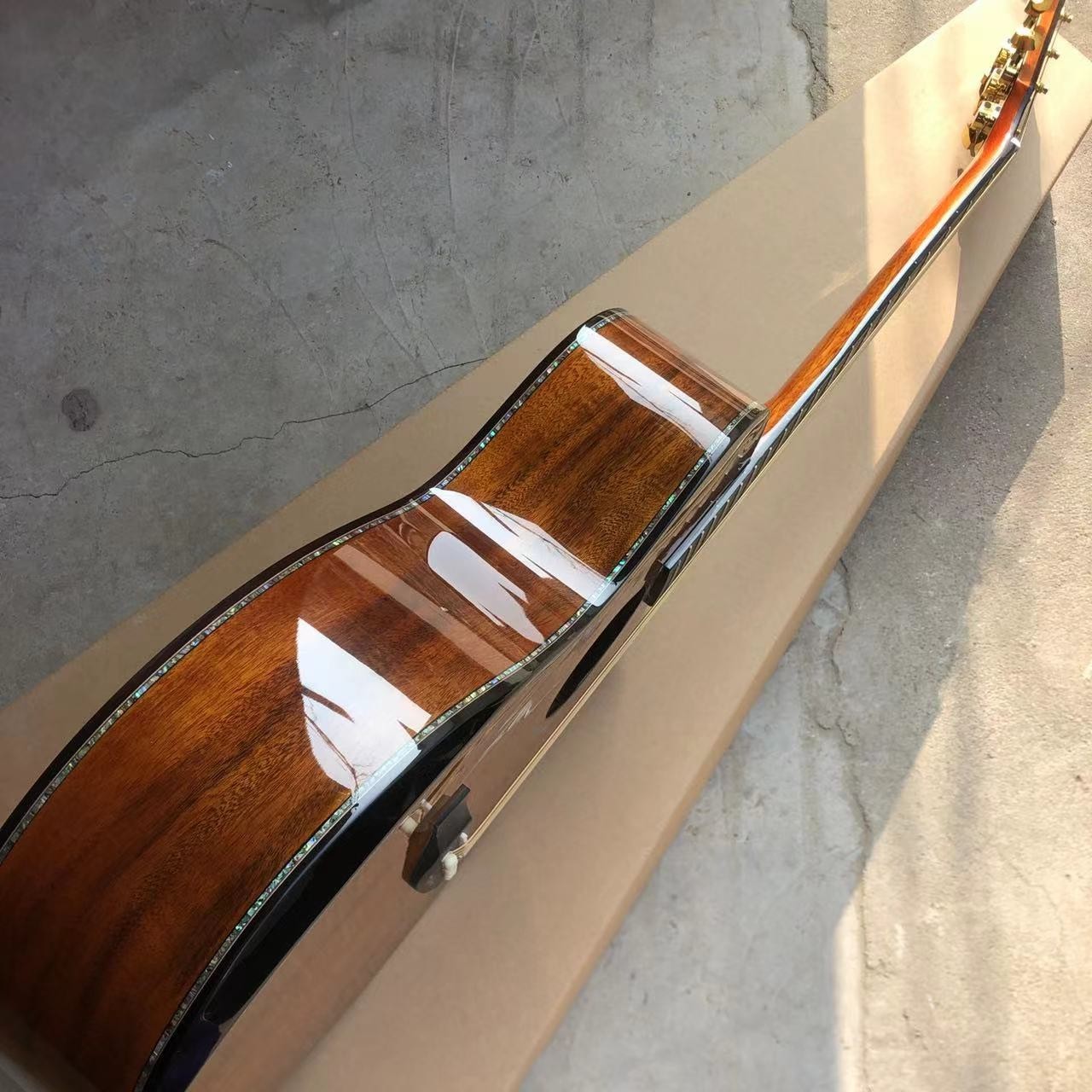 Custom All KOA Wood 40 Inch PS14 Type Cutaway Acoustic Guitar Abalone Tree of Life Ebony with Customized Logo on Headsto
