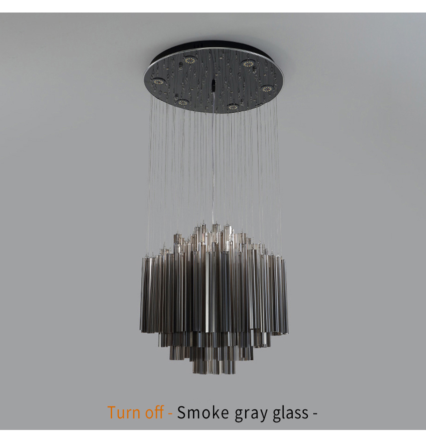 Modern Luxury Chandelier Smoky Gray Crystal Lamp Creative Indoor Hanging staircase chandelier(WH-NC-98)