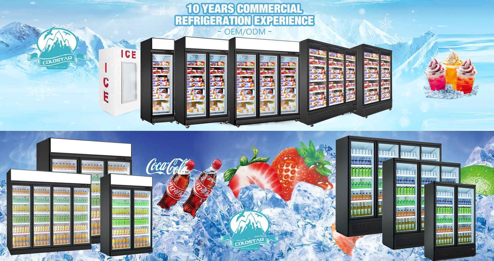 Hot Selling Commercial Glass Door Vertical Refrigerator for Displaying Beverage Milk