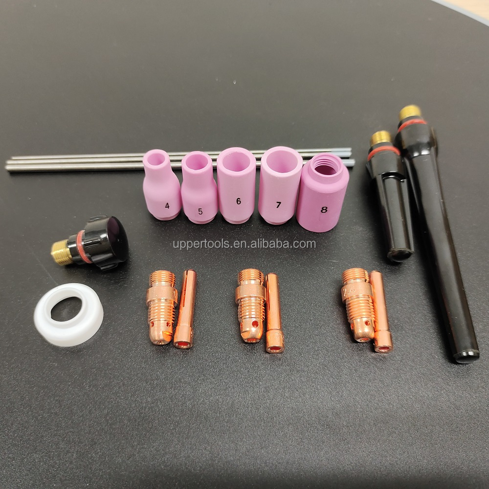0.28KG Alumina Nozzle Collet Body Electrode Insulator TIG Welding Torch Consumables Kit for WP-17/18/26 13N 18pcs