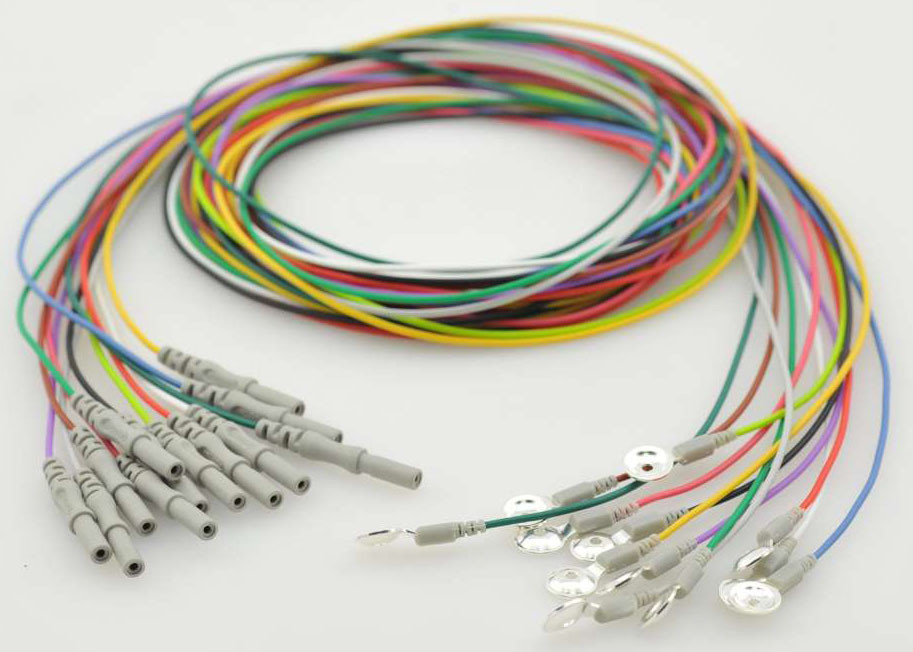 EEG Silver Cup Electrodes Wire with 1.5 DIN Plug Assorted Colors Package