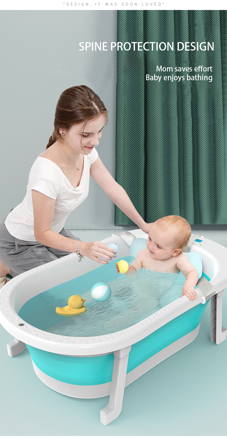 PP TPE Folding Baby Bath Tub Environmental friendly Pink Blue Open size 79*21cm