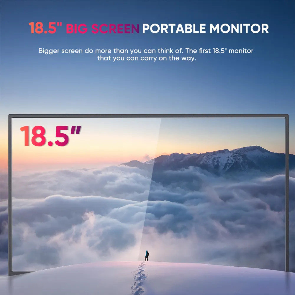 Ultra Slim Ips Portable Usb C Touch Monitor 18.5 Inch 1080P HDR Travel Second Monitor