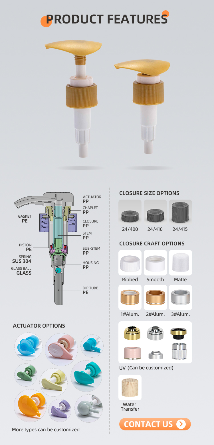 24/410 28/410 Customised Plasitc Lotion Pump With 2ml Output Refillable
