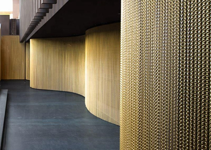 Salon Partition Metal Mesh Drapery Composed By Double Hook Aluminum Chains