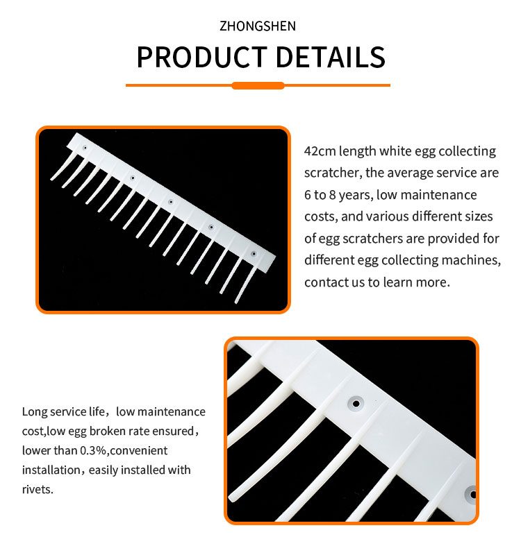 420MM White Egg Collection Scratcher For Poultry Farm Egg Collection System