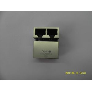 PCB mount 10 / 100 BASE 2 Port RJ45 Network Connector with Lan Transformer