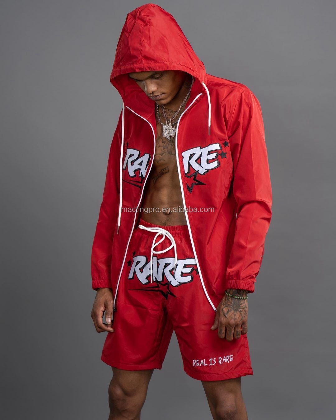 Summer Casual Men's Reflective Tracksuit Sets with Custom Logo Print Hoodie and Shorts
