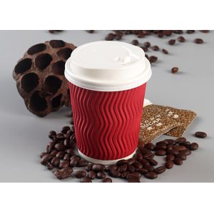 Customized Hot Paper Triple Wall Cups With Lids , 4 Color Process Printing