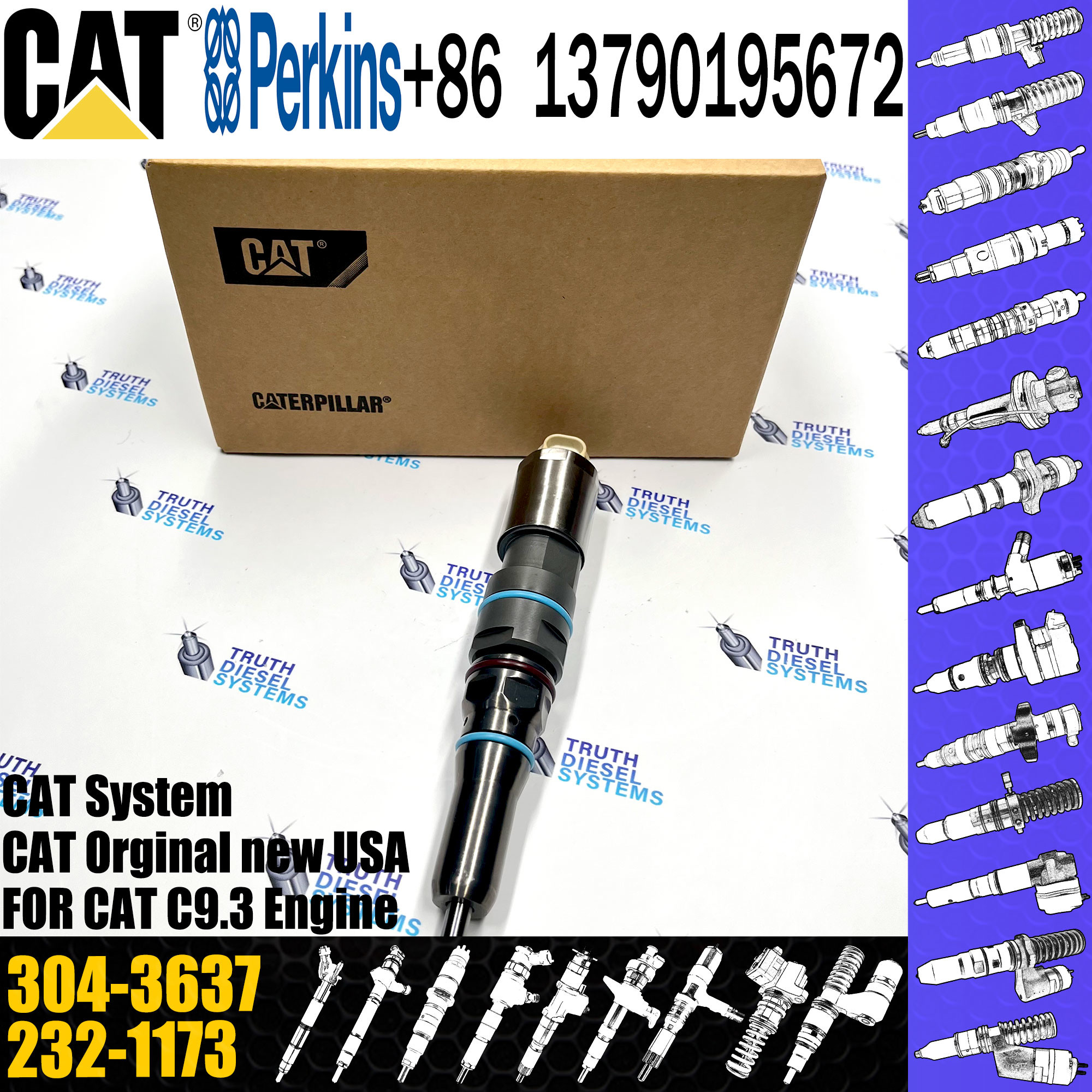 Common Rail Injector 460-8213 20R5077 456-3493 304-3637 for Cat C9.3 engine