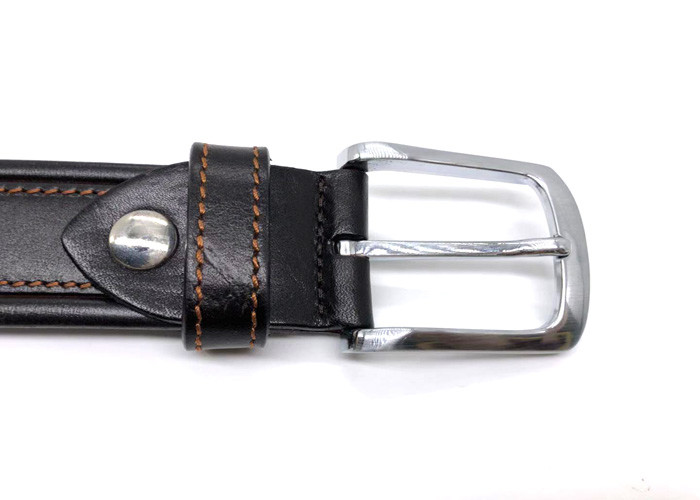 Orginal Male Leather Dress Belt 3.5cm Width Single Prong Buckle Corrosion Resistance