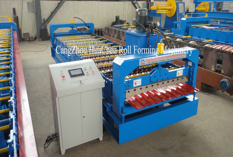 1.25M Width Metal Profiling Wall Panel Roll Forming Machine With Hydraulic Precut