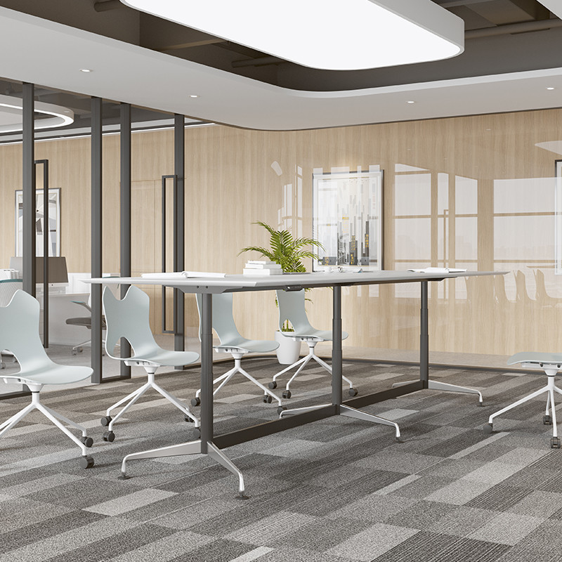 Electric Height Adjustable Office Table Wood Standing Desk With Drawers