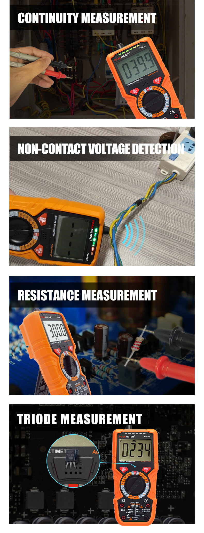 T-RMS Digital Multimeter Portable, Durable Design High Accuracy Wide Measurement Range Tester