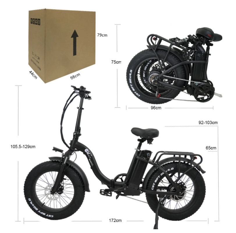20 Inch Fat Tire Electric Folding Bike 48V 750W 7 Speed Foldable E Bikes