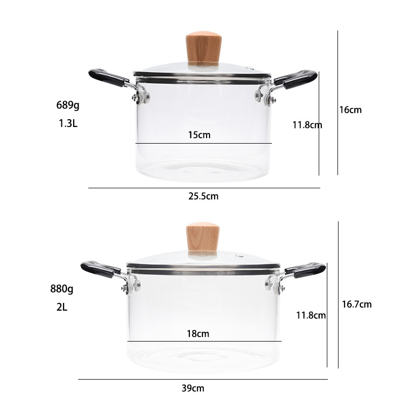 Microwave Heating Transparent Borosilicate Glass Soup Pot