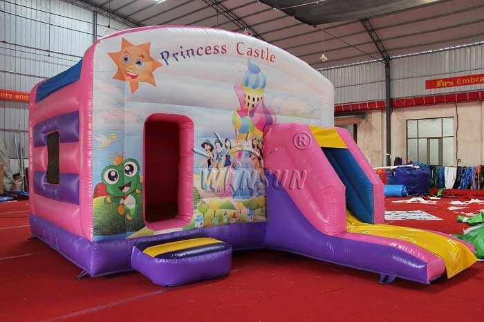 Plastic Soft Inflatable Jump House / Kids Bounce House With Air Blower